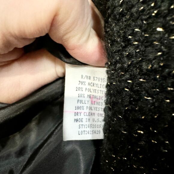 REQUIRMENTS Jacket Women Size 16 Black Woven Tweed Button Down Collared Acrylic - Picture 5 of 6